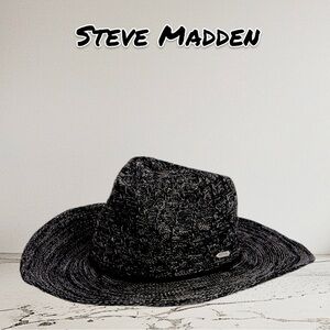 NWT Steve Madden Black Straw Outdoor Cowboy Hat